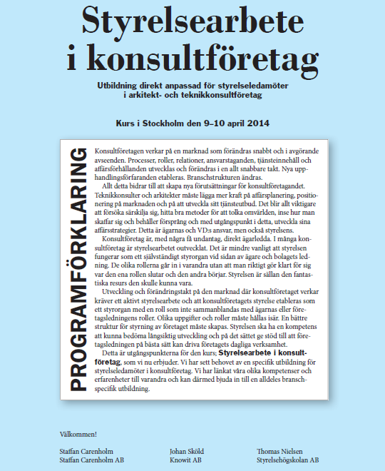 Styrelsearbete i konsultföretag